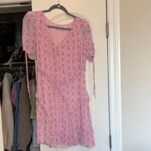 LoveShackFancy Pink Floral Mini Dress